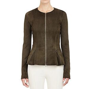 The Row Anasta Olive Suede Sculpted Peplum Jacket 4 — Luxe Minimalist Chic